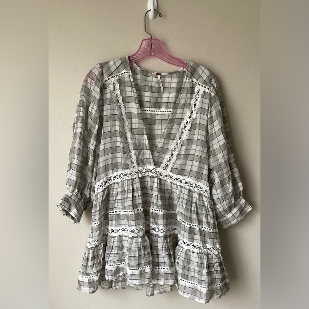 Free People Black and White Patterned Dress Tunic size s